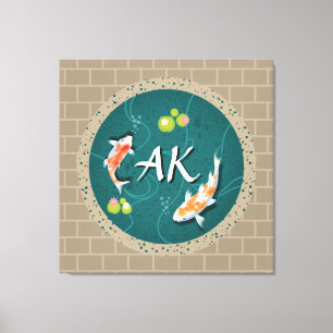 Toile Réaliste Vert Japonais Koi Poisson Pond