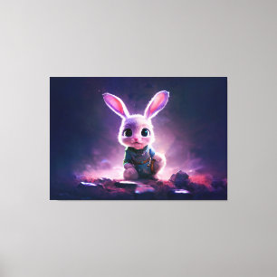 Toile Realistic oil painting of a cute bunny