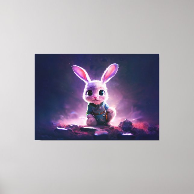 Toile Realistic oil painting of a cute bunny (Recto)