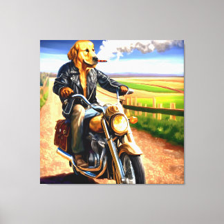 Toile Rebel Rider : Golden Retriever sur la route ouvert
