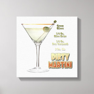 Toile Recette de cocktail Dirty Martini Art 12"x12"
