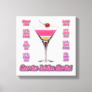 Toile Recette de cocktail Martini Cherries Jubilee 12"x1