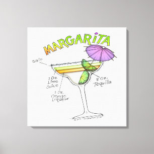 TOILE RECETTE DE MARGARITA ART COCKTAIL