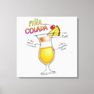 TOILE RECETTE DE PINA COLADA COCKTAIL ART