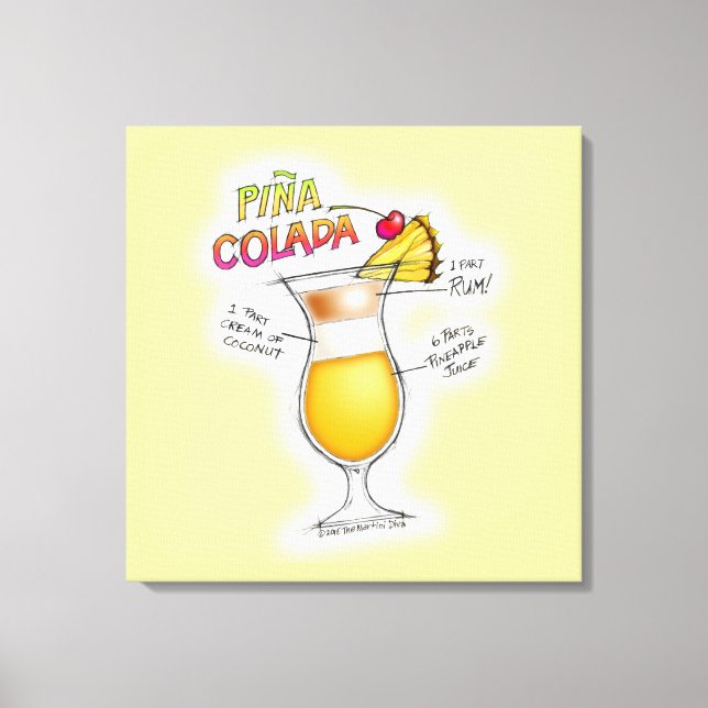 TOILE RECETTE DE PINA COLADA COCKTAIL ART (Recto)