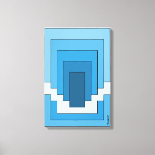 Toile Rectangle Abstrait en Bleu