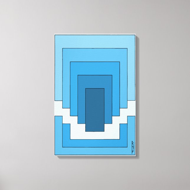 Toile Rectangle Abstrait en Bleu  (Recto)
