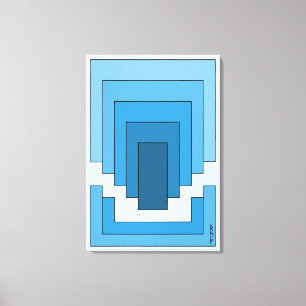 Toile Rectangle Abstrait en bleu