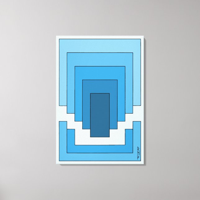 Toile Rectangle Abstrait en bleu (Recto)