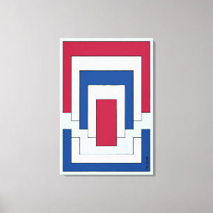 Toile Rectangle Abstrait en rouge, blanc et bleu