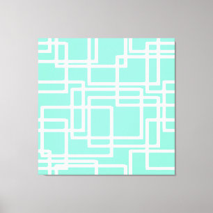 Toile Rectangles Modernes Rétro Sur Aqua Dilué
