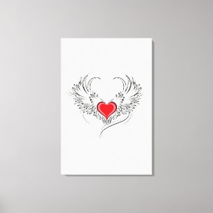 Toile Red Angel Coeur avec ailes
