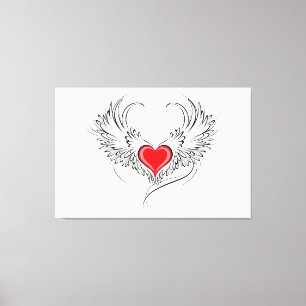 Toile Red Angel Coeur avec ailes