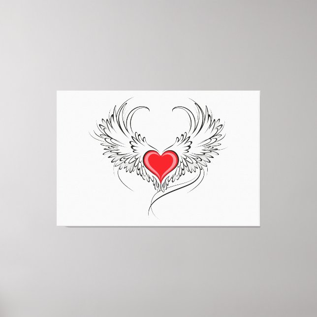 Toile Red Angel Coeur avec ailes (Recto)