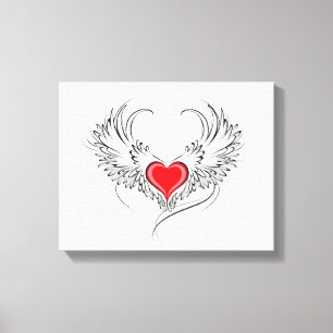 Toile Red Angel Coeur avec ailes