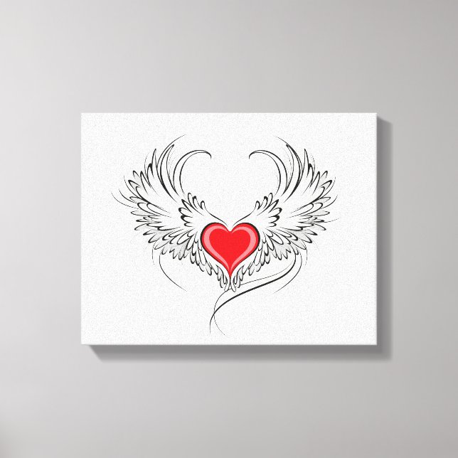 Toile Red Angel Coeur avec ailes (Recto)