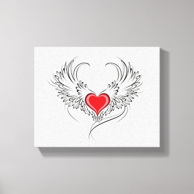 Toile Red Angel Coeur avec ailes (Recto)