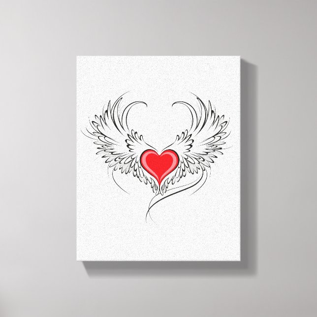 Toile Red Angel Coeur avec ailes (Recto)