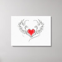 Red Angel Coeur avec ailes
