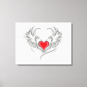 Toile Red Angel Coeur avec ailes
