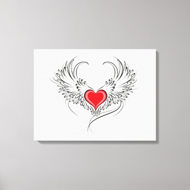 Toile Red Angel Coeur avec ailes (Recto)