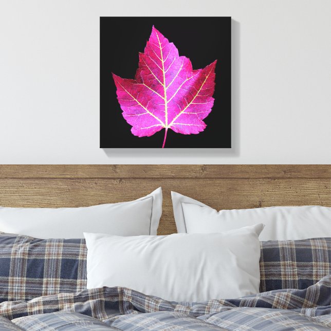 Toile Red Autumn Maple Leaf on Black Floral (Insitu(Chambre))