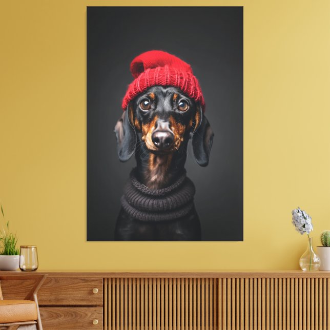 Toile Red Beanie Dachshund (Insitu(Salon))
