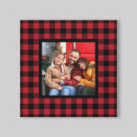 Toile Red Buffalo Plaid Farmhouse Photo de Noël<br><div class="desc">Cette ferme style plaid Christmas vacances mur toile d'art dispose d'un espace photo de famille carré personnalisé encadré par un chèque de buffle rouge et noir / arrière - plan à motifs plaid. Conseil photo : recadrez votre photo sur une forme carré avant de la télécharger.</div>