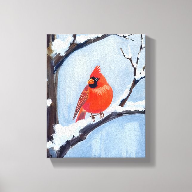 Toile Red Cardinal | Winter Holiday Watercolor Painting (Recto)