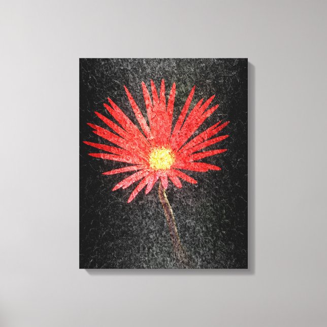 Toile Red Daisy sur l'arrière - plan noir | Peinture Abs (Recto)