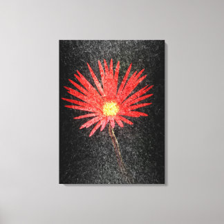 Toile Red Daisy sur l'arrière - plan noir | Peinture Abs