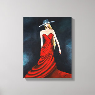 Toile Red Diva Peinture Unique Flamenco Danseuse Art