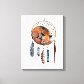 Toile Red Fox dormant sur Dreamcatcher