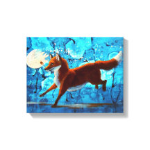 Red Fox Kitsune Surreal Imaginaire sur Blue