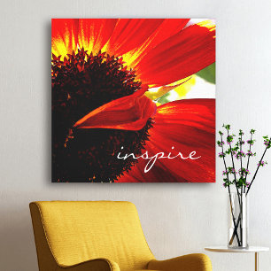 Toile Red Gerbera Daisy Bold Modern Photo Inspire Script