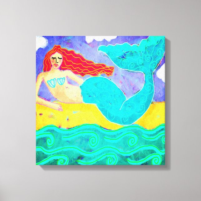Toile Red Haired Mermaid Art Abstrait (Recto)