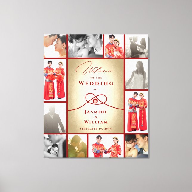 Toile Red Knot Union Double Bonheur Mariage chinois (Recto)