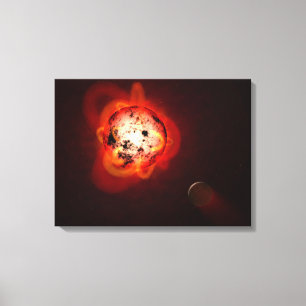 Toile Red Nwarf Star Orbité Par Une Hypothétique Exoplan
