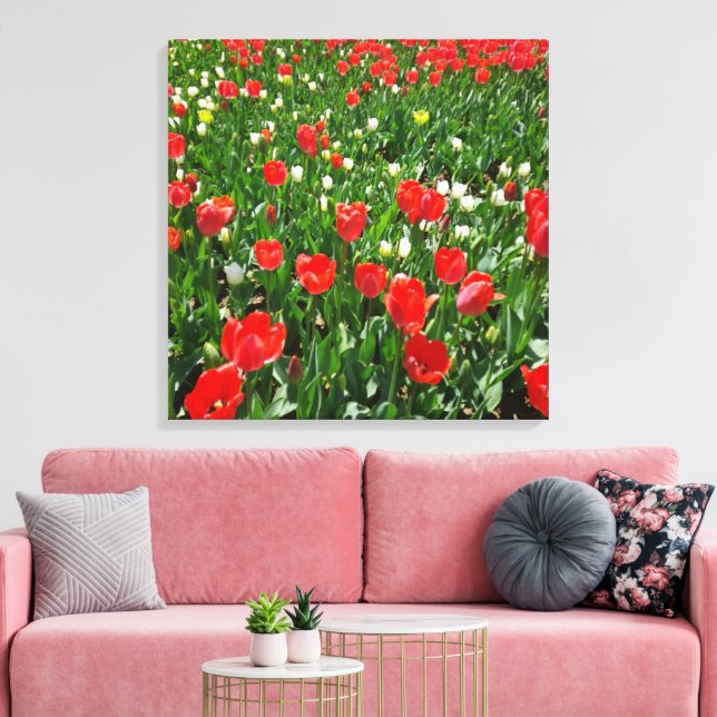 Toile Red Tulip Flower Field Nature Photographie (Insitu(Salon))