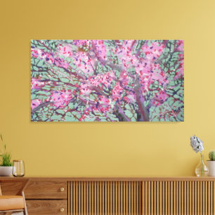 Toile Redbud Sur Un Ciel Vert Mat / Artiste Larry Lerew