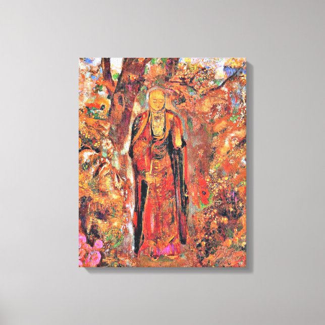 Toile Redon - Bouddha marchant parmi les fleurs (Recto)