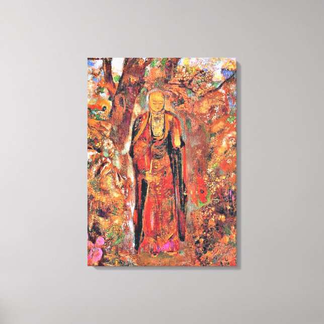 Toile Redon - Bouddha marchant parmi les fleurs (Recto)