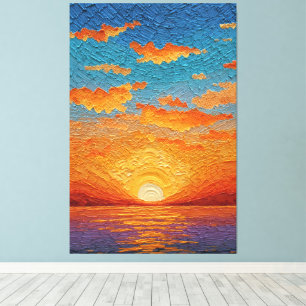 Toile Reflets de coucher de soleil vibrant sur l'eau - A