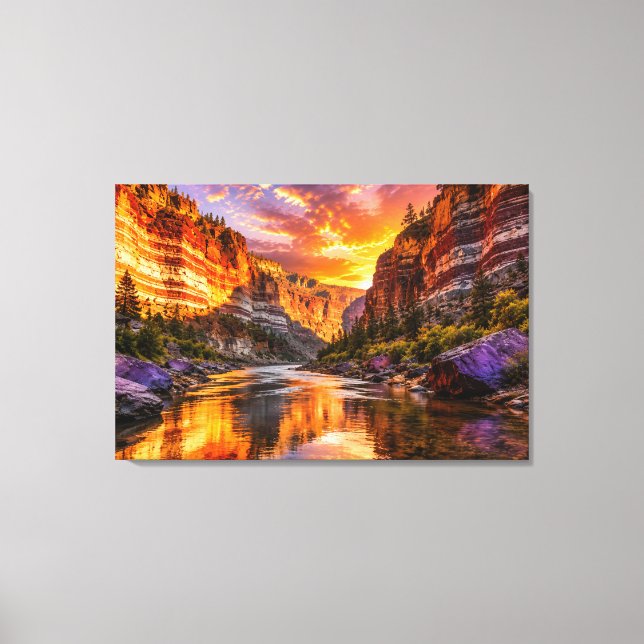 Toile Reflets de Golden Canyon | Rivière de coucher de s (Recto)