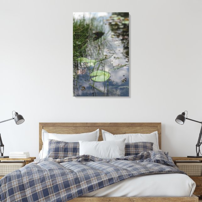 Toile Reflets paisibles – Étang tranquille aux nénuphars (Insitu(Chambre))