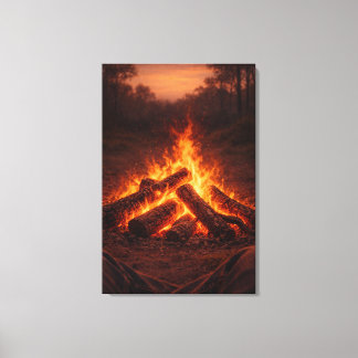 Toile Réflexions autour d'un feu de camp | Décoration mu