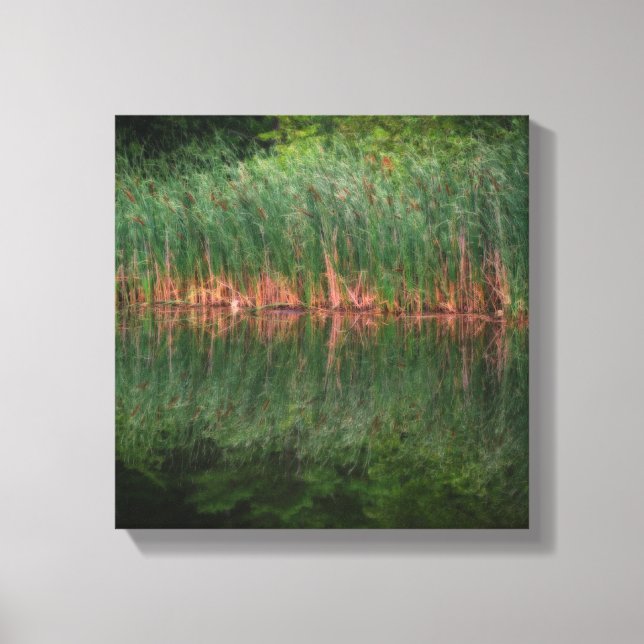 Toile Réflexions De Cattail Dans L'Effet De Pond Orton (Recto)
