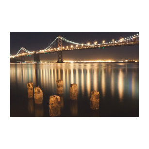 Toile Réflexions de nuit de pont de baie d'Oakland