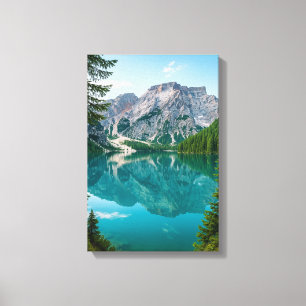 Toile Réflexions des montagnes sur le lac Blue