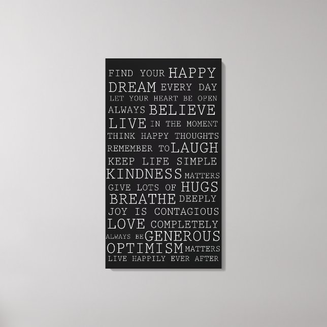 Toile Réflexions positives Mots inspirants (Recto)